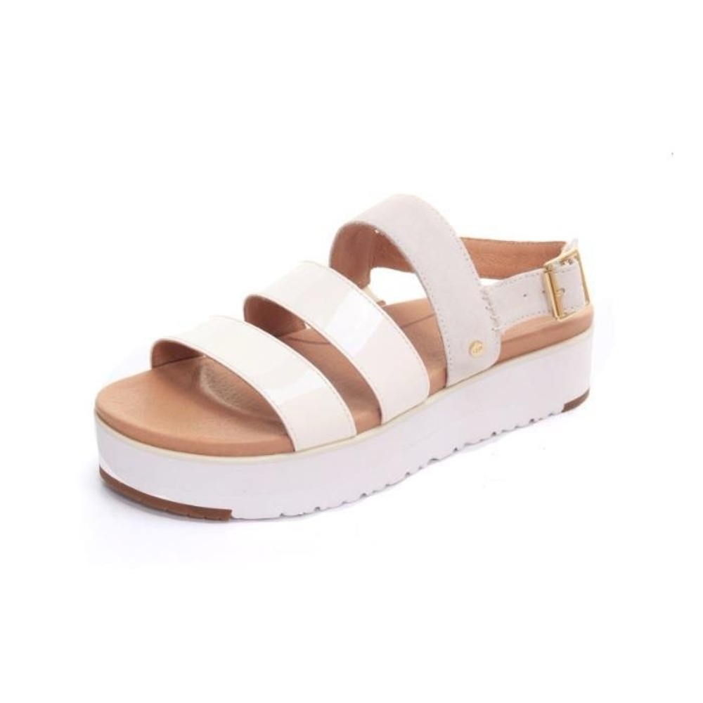 UGG Braelynn Jasmine White Leather Platform Sandals Womens Shoes